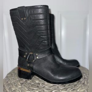 Michael Kors Black Leather MOTO Boots